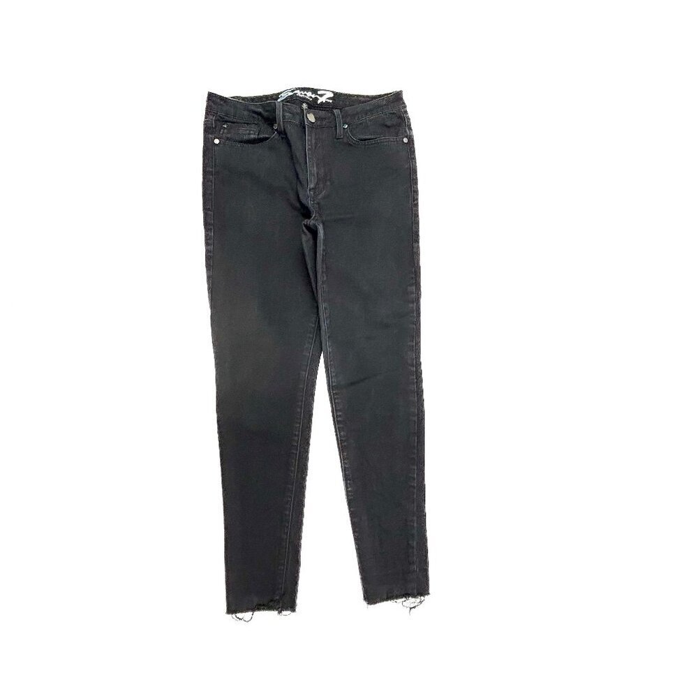 Seven7 Mid Rise Skinny Raw Hem Women's size 10 Black Denim Jeans